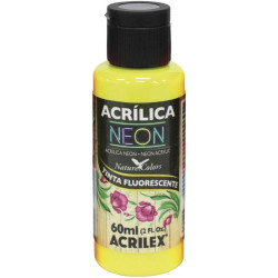 Tinta Acrílica Neon - Acrilex - 60 ml - Amarelo Limão