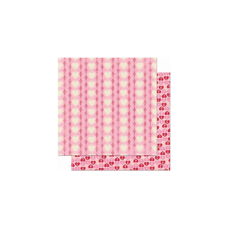 Papel Decorado Scrapbook - BoBunny - Crazy Love - Have a Heart - 30x30 cm