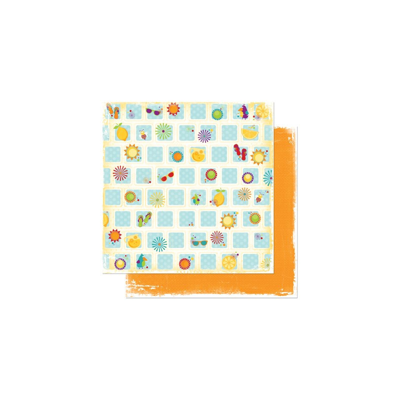 Papel Decorado Scrapbook - BoBunny - Sun Kissed - Party - 30x30 cm