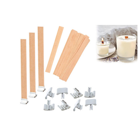 Pavios de Madeira e Bases Metálicas - 10 unidades