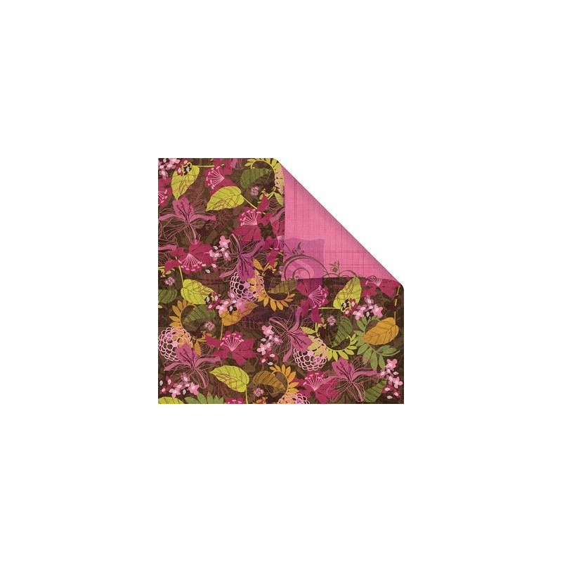 Papel Decorado Scrapbook - Prima Marketing - Melody - Gathering Leaves - 30x30 cm