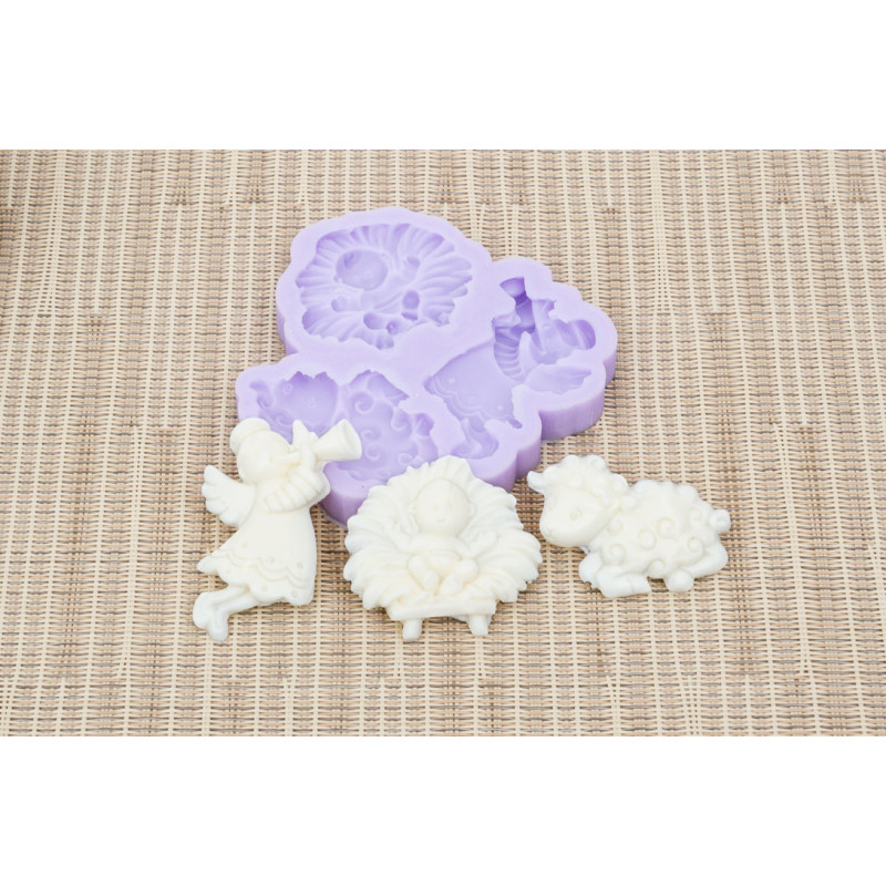 Molde Silicone - Menino Jesus e Animais - LG - MLD112