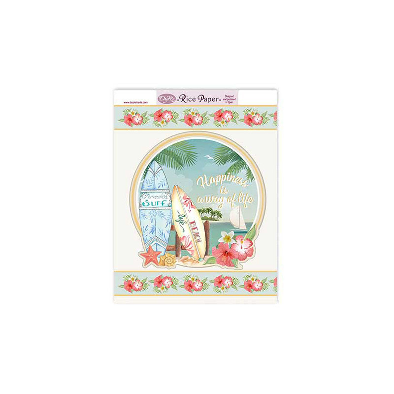 Papel de Arroz - 22,4x29,4 cm - Surf Beach - Dayka