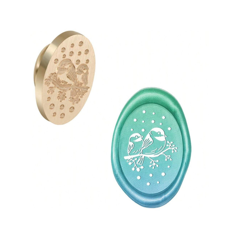 Sinete / Carimbo Lacre - Oval - Passarinhos no Inverno