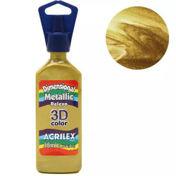 Tinta Dimensional Relevo 3D - Metallic - Acrilex - 35 ml - Dourado Solar