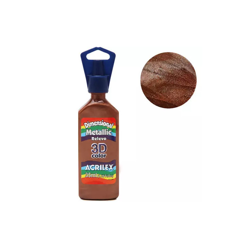 Tinta Dimensional Relevo 3D - Metallic - Acrilex - 35 ml - Cobre