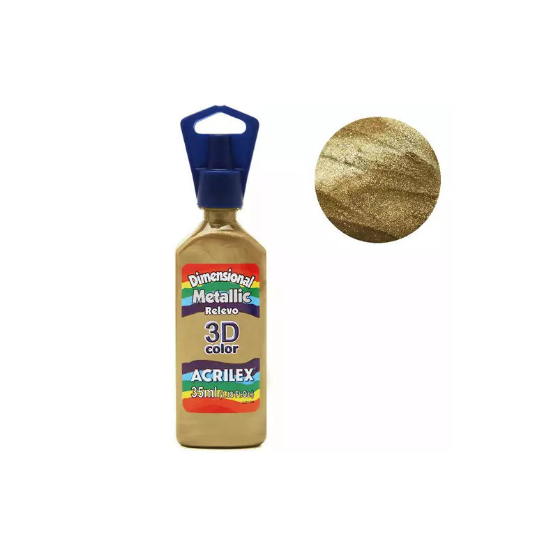 Tinta Dimensional Relevo 3D - Metallic - Acrilex - 35 ml - Bronze