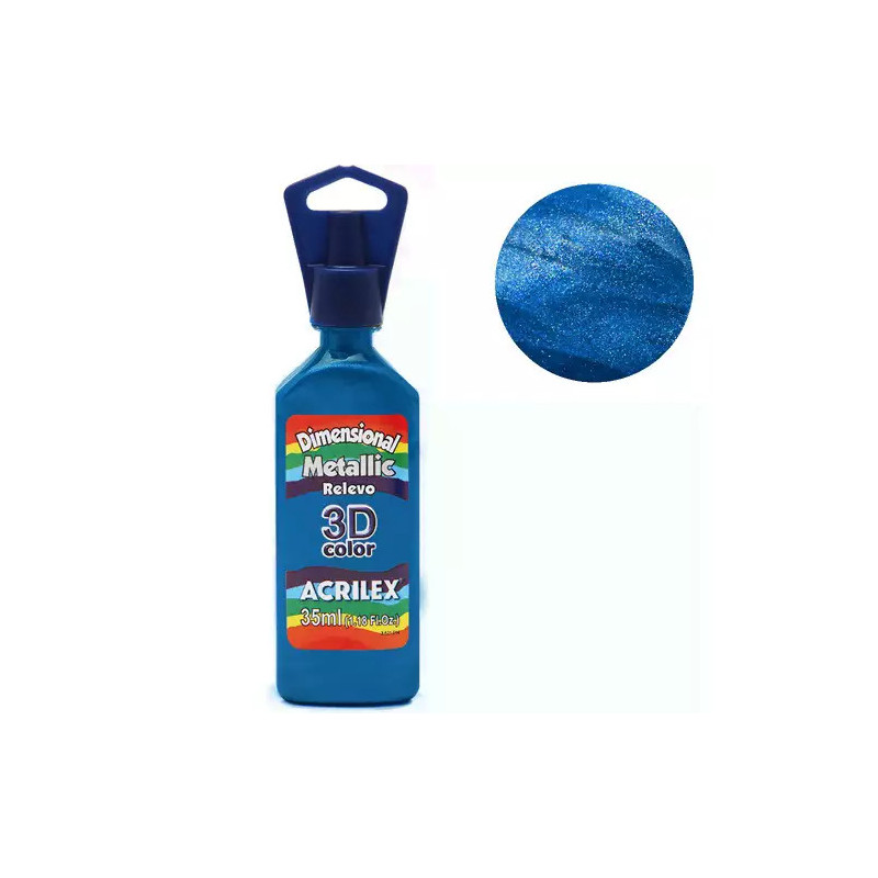 Tinta Dimensional Relevo 3D - Metallic - Acrilex - 35 ml - Azul