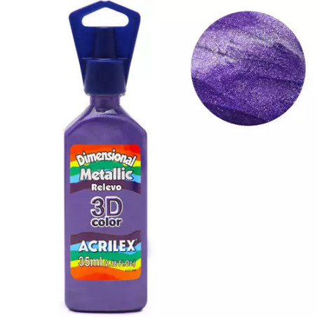 Tinta Dimensional Relevo 3D - Metallic - Acrilex - 35 ml - Violeta