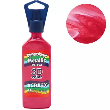 Tinta Dimensional Relevo 3D - Metallic - Acrilex - 35 ml - Vermelho