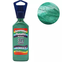Tinta Dimensional Relevo 3D - Metallic - Acrilex - 35 ml - Verde Folha