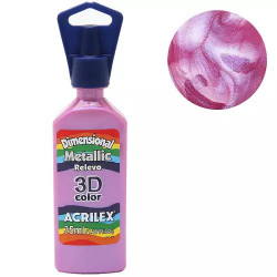 Tinta Dimensional Relevo 3D - Metallic - Acrilex - 35 ml - Rosa Cintilante