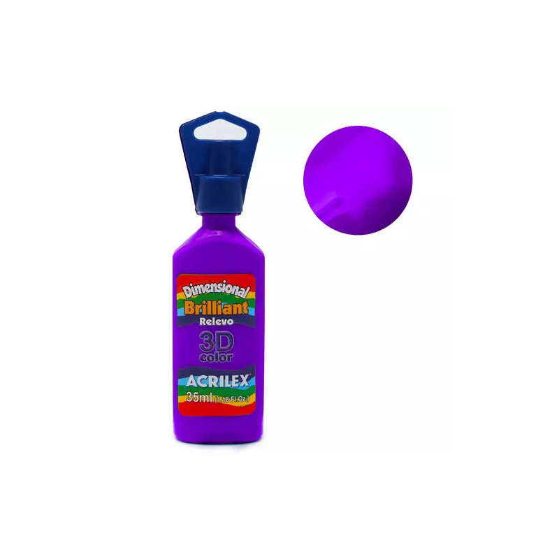 Tinta Dimensional Relevo 3D - Brilliant - Acrilex - 35 ml - Violeta Cobalto
