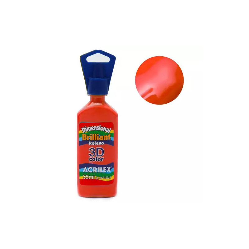 Tinta Dimensional Relevo 3D - Brilliant - Acrilex - 35 ml - Vermelho Fogo