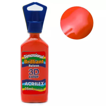 Tinta Dimensional Relevo 3D - Brilliant - Acrilex - 35 ml - Vermelho Fogo