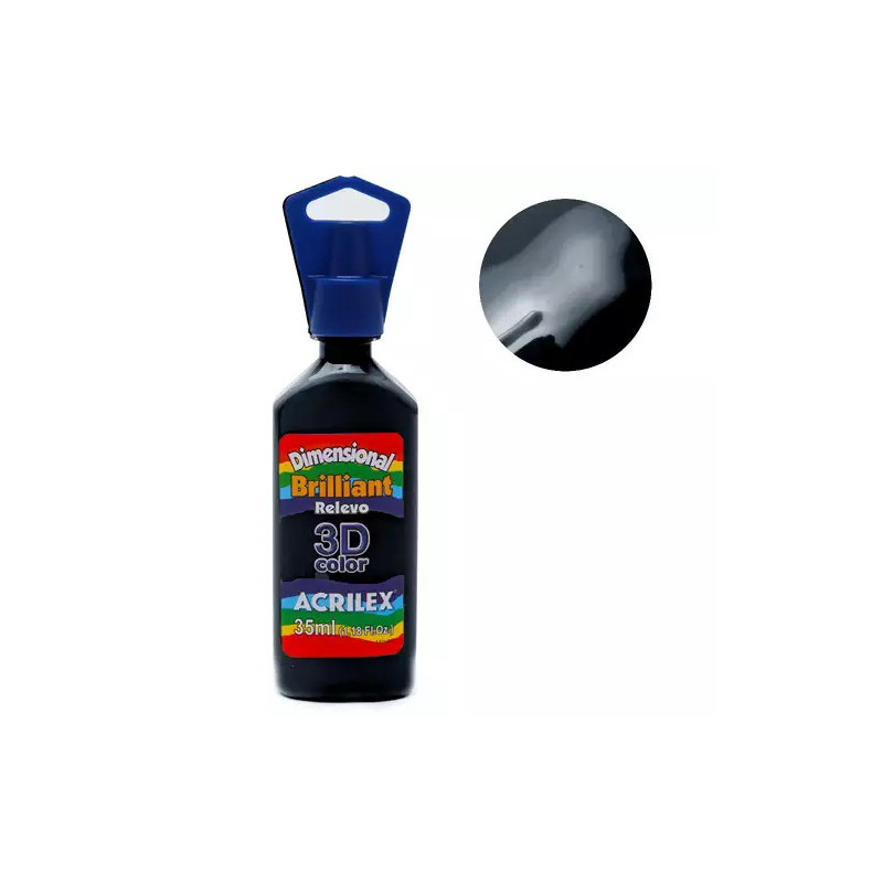 Tinta Dimensional Relevo 3D - Brilliant - Acrilex - 35 ml - Preto
