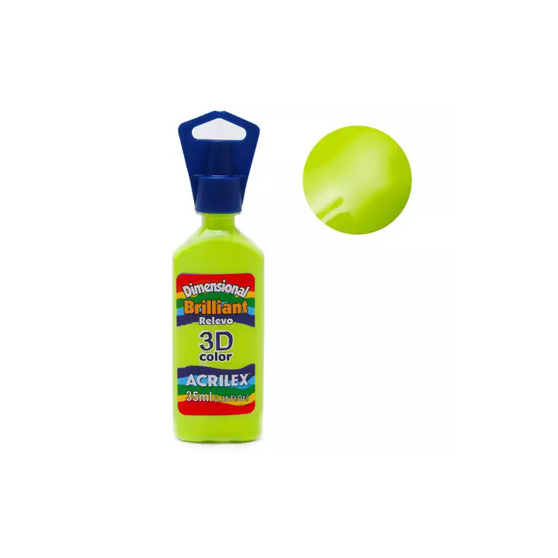 Tinta Dimensional Relevo 3D - Brilliant - Acrilex - 35 ml - Verde Maçã