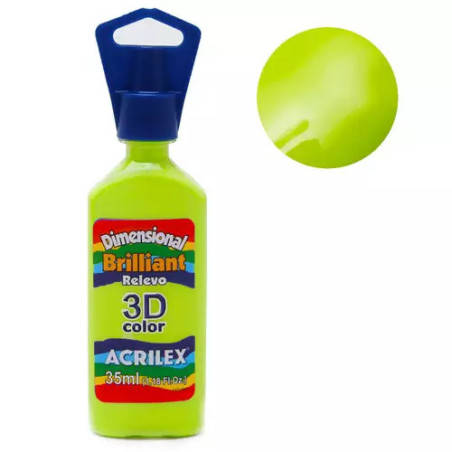 Tinta Dimensional Relevo 3D - Brilliant - Acrilex - 35 ml - Verde Maçã