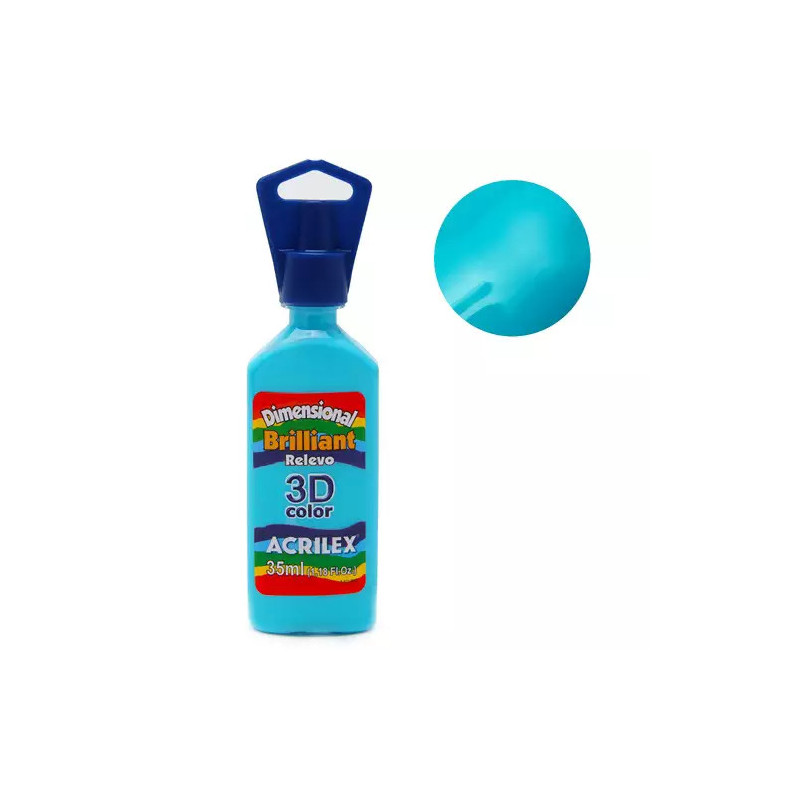 Tinta Dimensional Relevo 3D - Brilliant - Acrilex - 35 ml - Turquesa