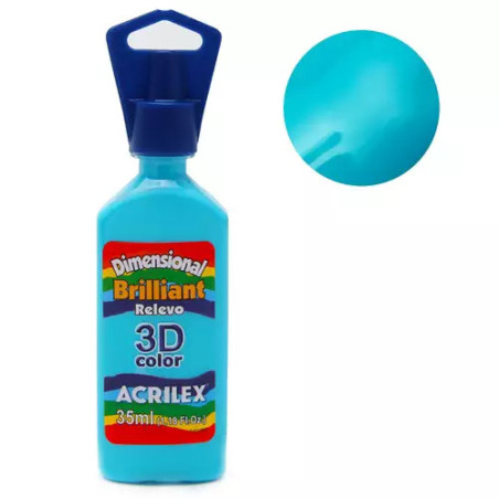 Tinta Dimensional Relevo 3D - Brilliant - Acrilex - 35 ml - Turquesa