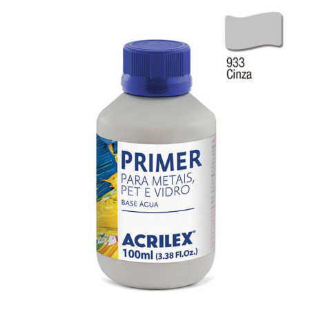 Primer para Metais, PET e Vidro - 100 ml - Acrilex - Cinzento