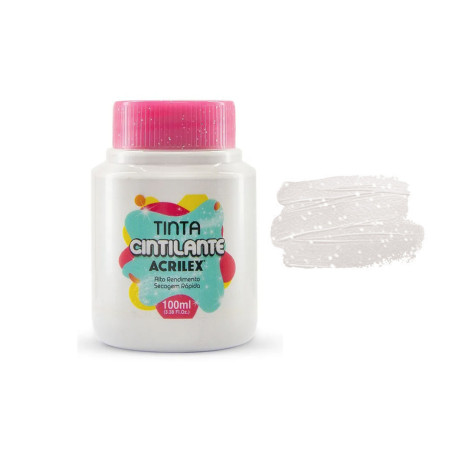 Tinta Cintilante - Acrilex - 100 ml - Branco
