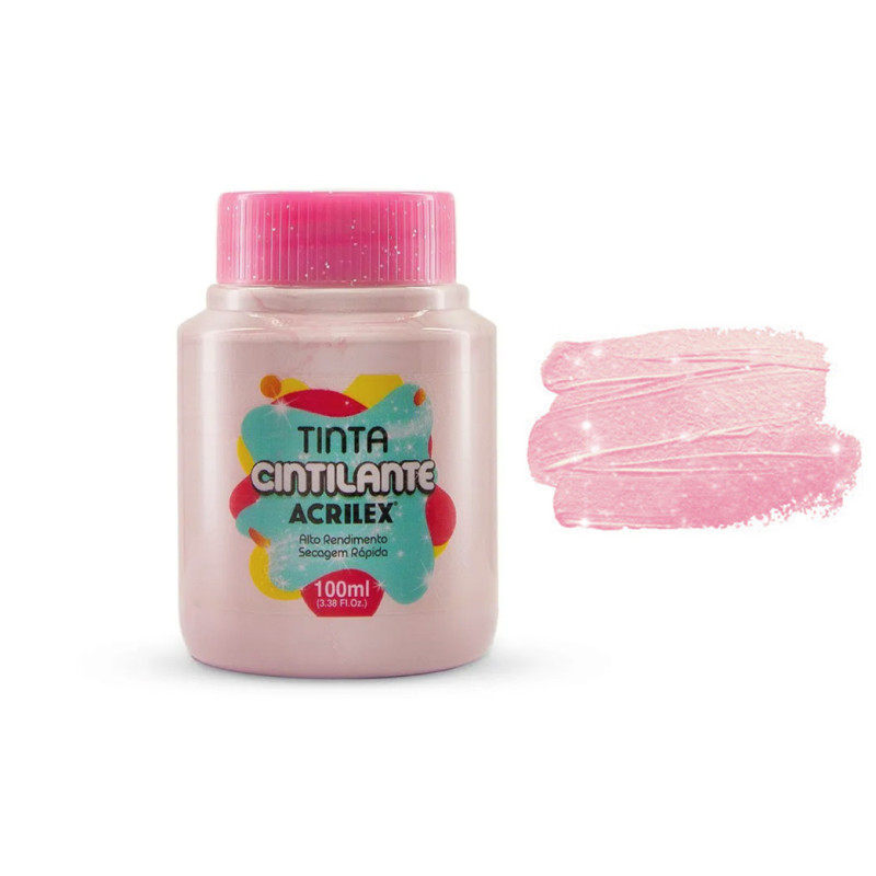 Tinta Cintilante - Acrilex - 100 ml - Rosa Cotton