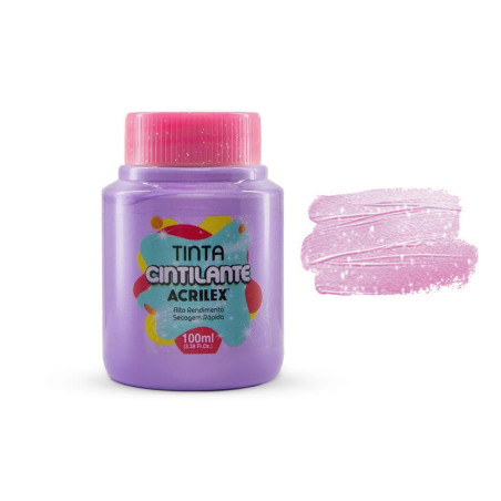 Tinta Cintilante - Acrilex - 100 ml - Lilás