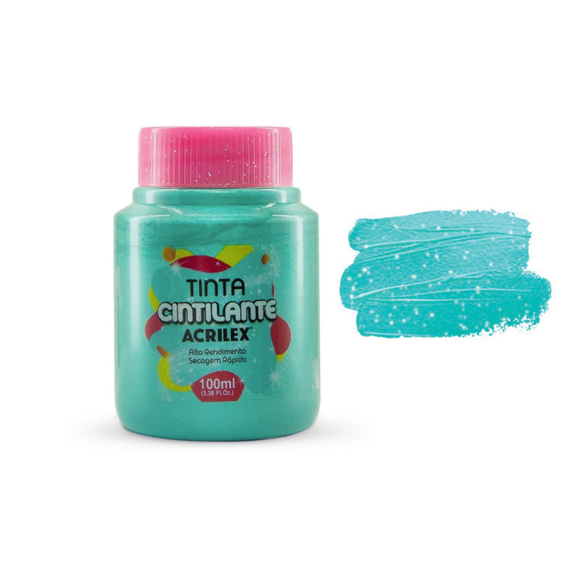 Tinta Cintilante - Acrilex - 100 ml - Turquesa