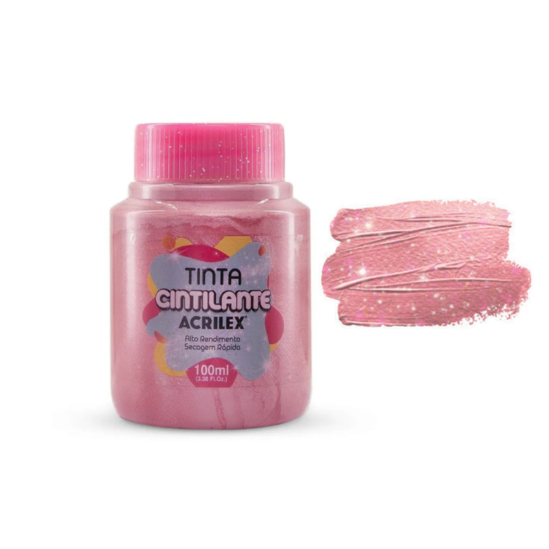 Tinta Cintilante - Acrilex - 100 ml - Rosa Antigo