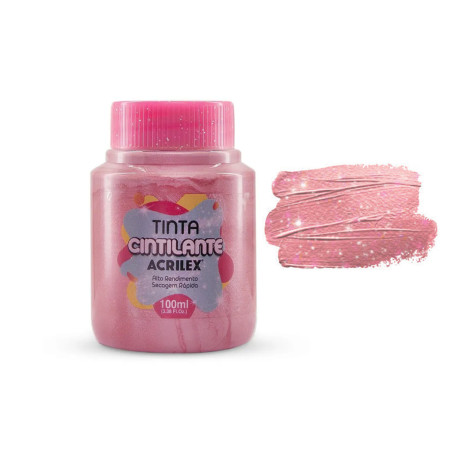 Tinta Cintilante - Acrilex - 100 ml - Rosa Antigo