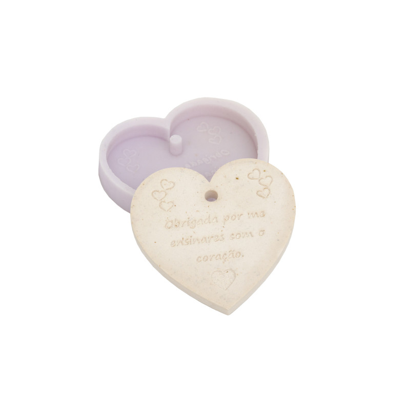 Molde Silicone - Placa Coração Ensinar - LG - MLD239