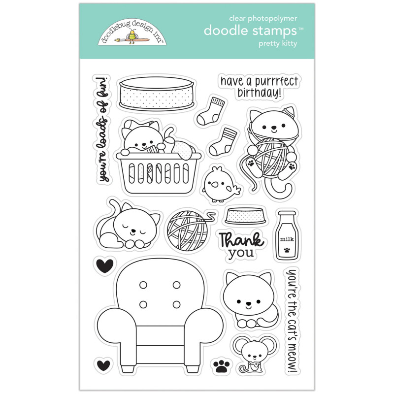 Carimbos Transparentes - Pretty Kitty Doodle Stamps - Doodlebug