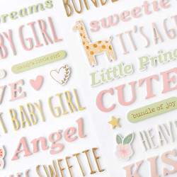 Autocolantes 3D - Thickers - Hello Little Girl Thickers Phrase Foam with Gold Foil