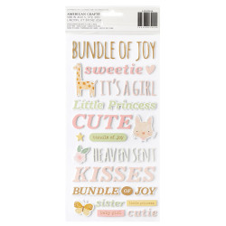 Autocolantes 3D - Thickers - Hello Little Girl Thickers Phrase Foam with Gold Foil