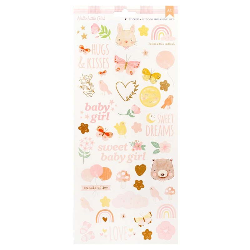 Autocolantes - Hello Little Girl Stickers Gold Foil