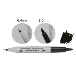 Marcador Permanente - Ponta Dupla - Acrilex - Preto