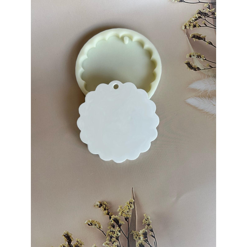 Molde Silicone - Placa ondulada com Furo - D. 8 cm - Incas - ML025