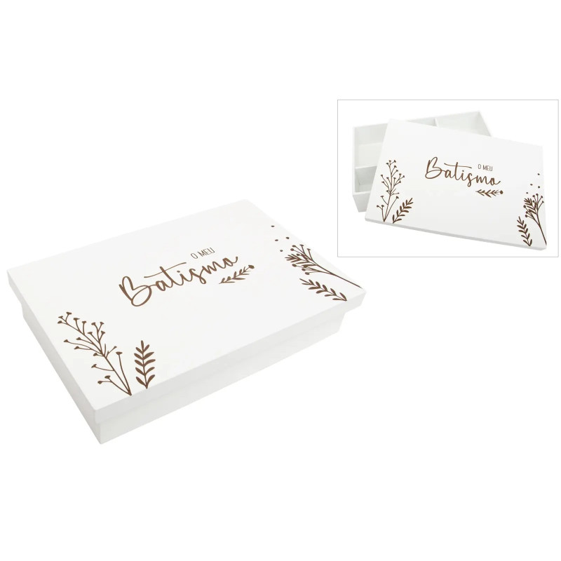 Caixa para Batizado Lacada em Branco - O meu Batismo