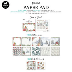 Bloco Papel Scrapbook - Snowy Christmas Essentials - Studio Light - 20x20cm