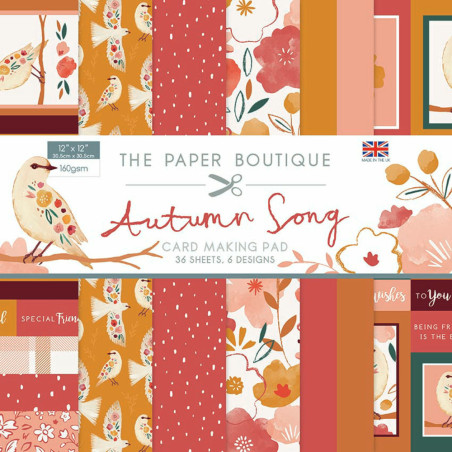 Bloco Papel Scrapbook - Autumn Song - Card Making Pad - The Paper Boutique - 30x30cm