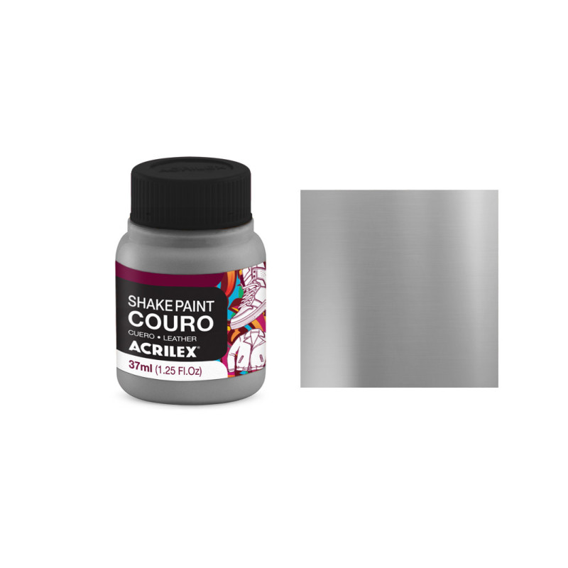 Shake Paint Couro - 37 ml - Acrilex - Metálica - Prata