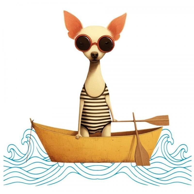 Transfer DTF Textil - 24 x 23 cm - Chihuahua Boat - Artis Decor