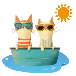 Transfer DTF Textil - 24 x 23 cm - Cats Ship - Artis Decor