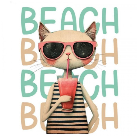 Transfer DTF Textil - Beach Cat - Artis Decor