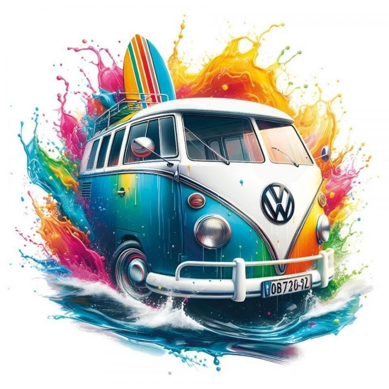 Transfer DTF Textil - 24 x 23 cm - Furgo Hippie 1 - Artis Decor