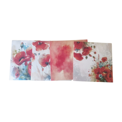 Conjunto Papel Scrapbook - Papoilas - 15x15cm