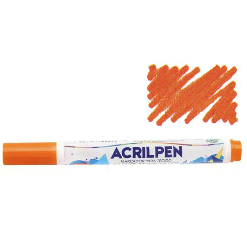 Marcador para Tecido - Acrilpen - Acrilex - Laranja
