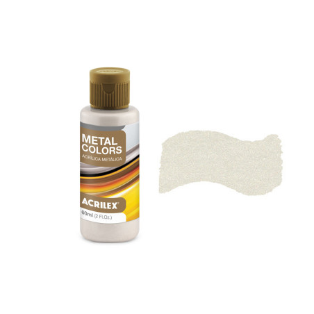 Tinta Acrílica Metalizada - Metal Colors - Acrilex - 60 ml - Branco Metálico