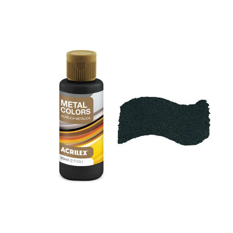 Tinta Acrílica Metalizada - Metal Colors - Acrilex - 60 ml - Preto
